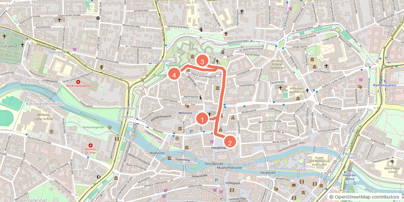 Carte du parcours à pied