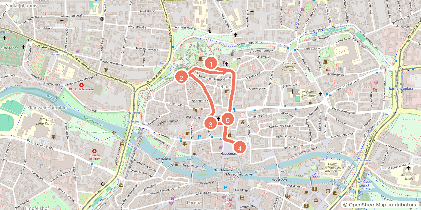 Carte du parcours à pied
