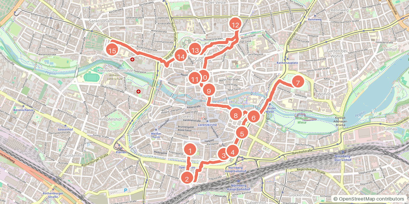Carte du parcours à pied