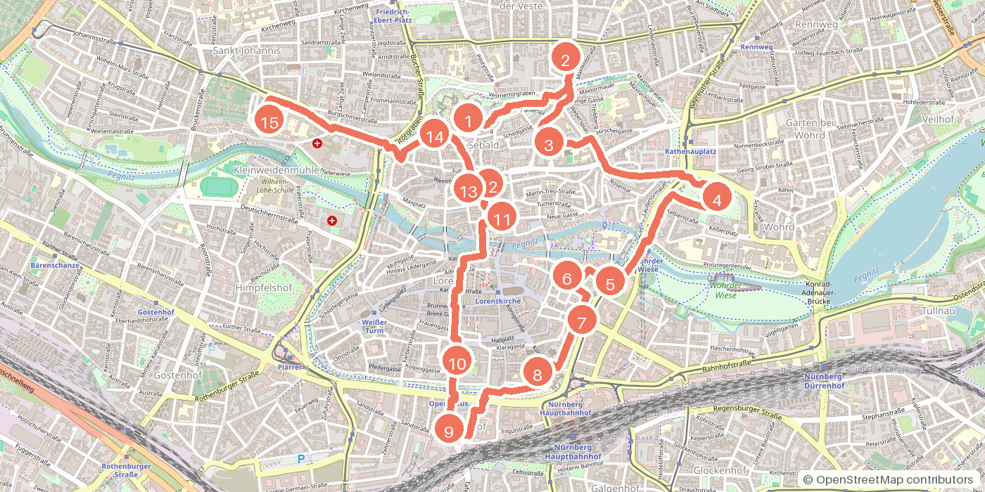 Carte du parcours à pied