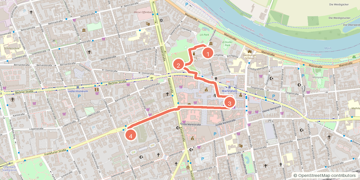 Carte du parcours à pied