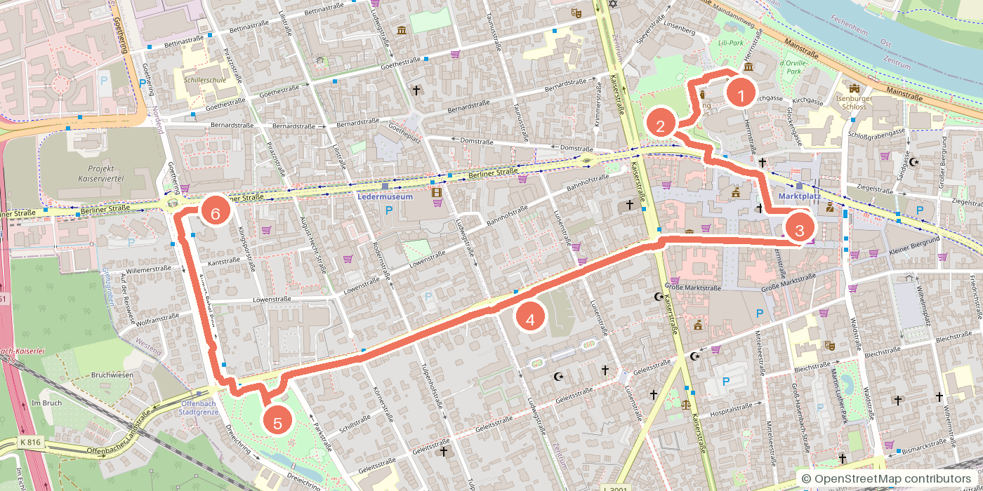 Carte du parcours à pied