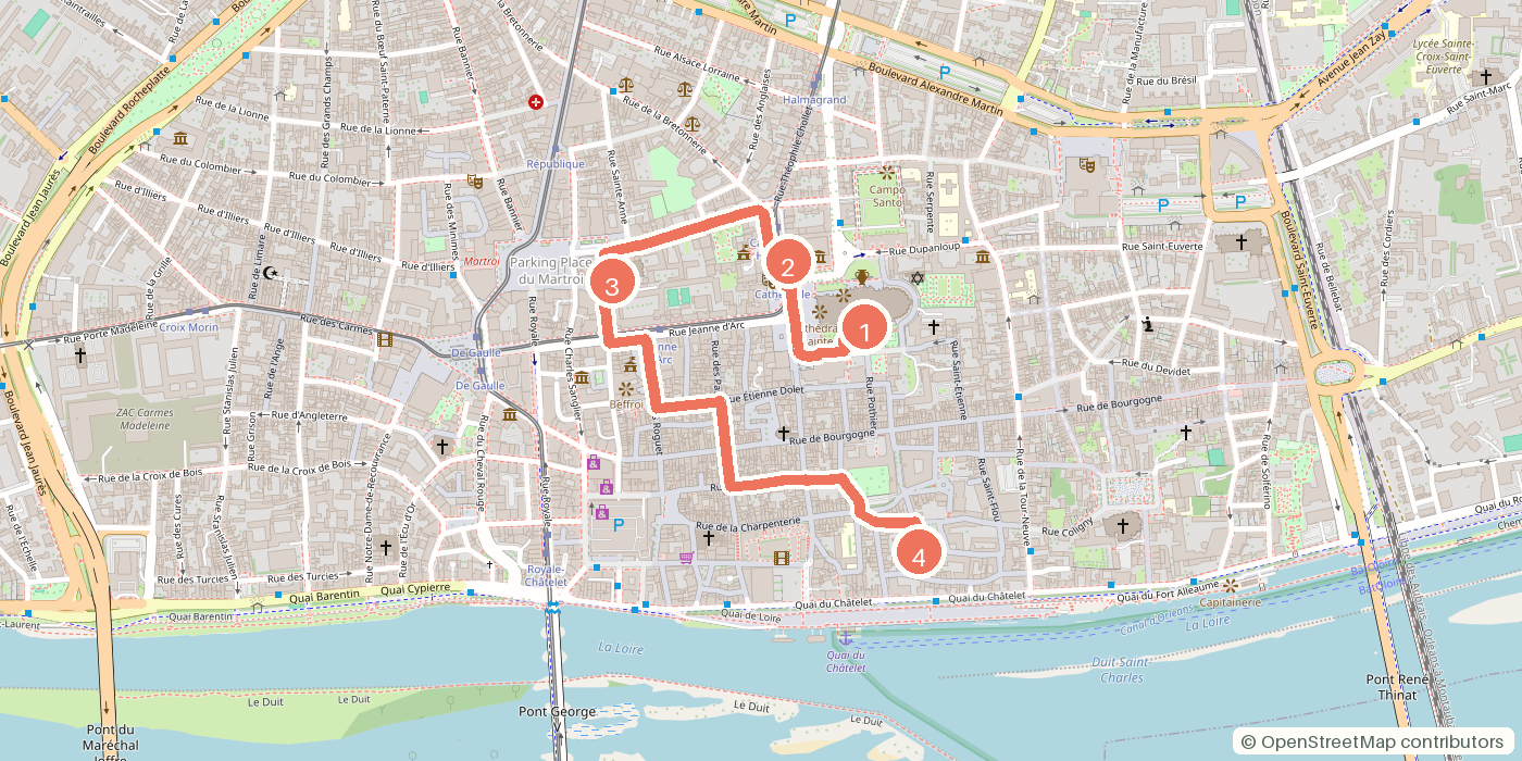 Carte du parcours à pied