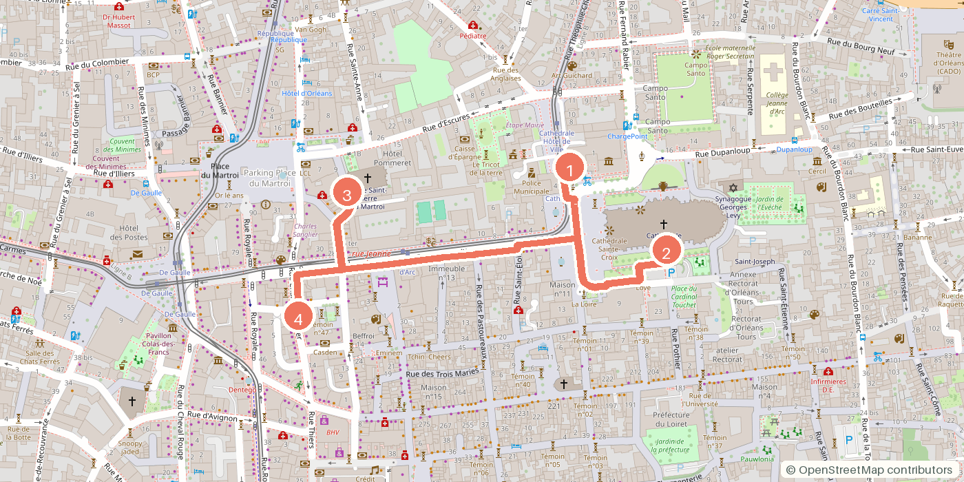Carte du parcours à pied