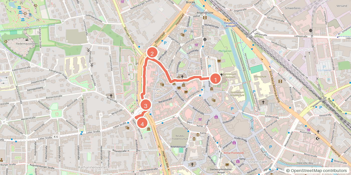 Carte du parcours à pied