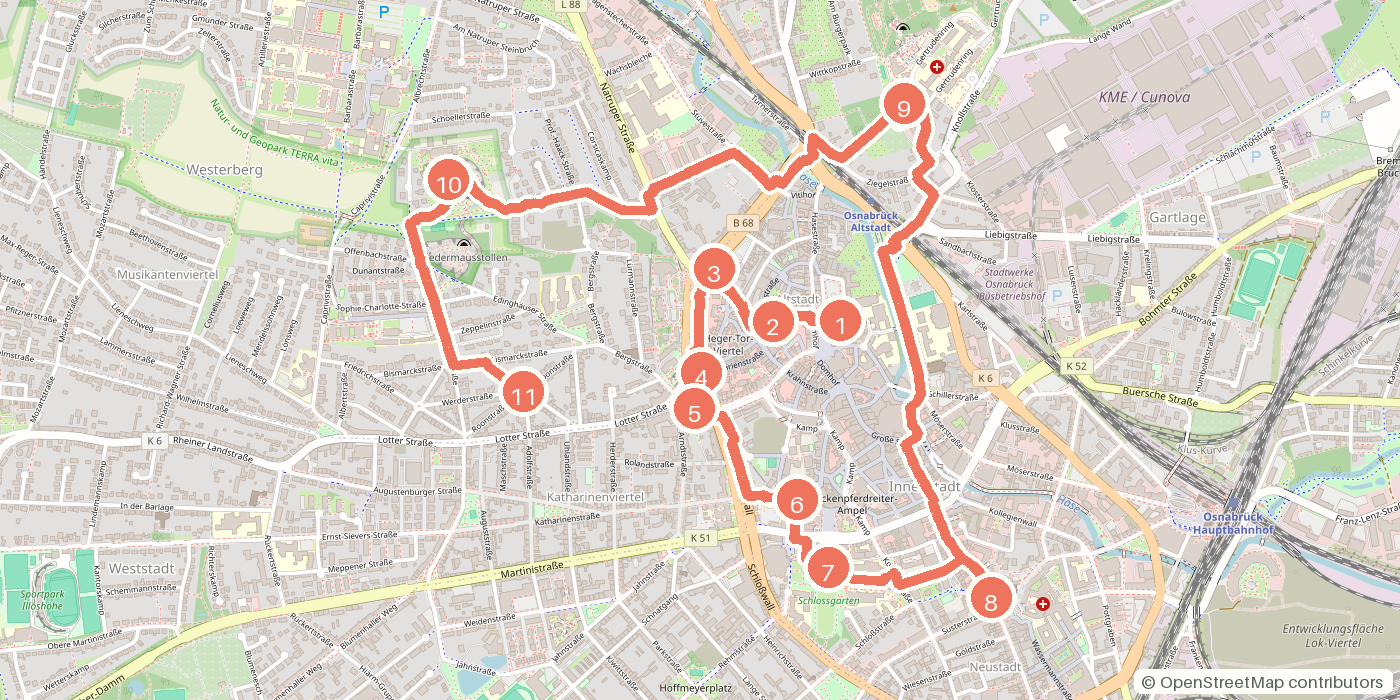 Carte du parcours à pied