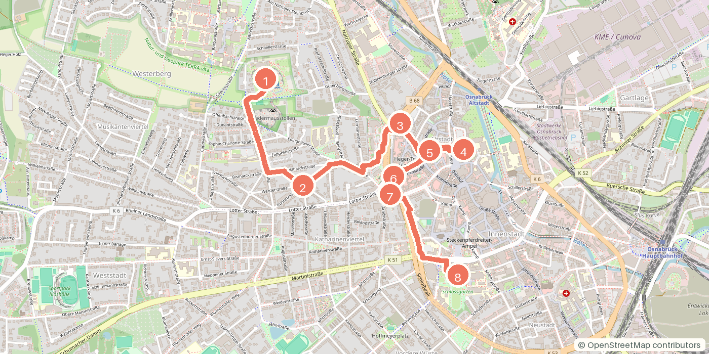 Carte du parcours à pied