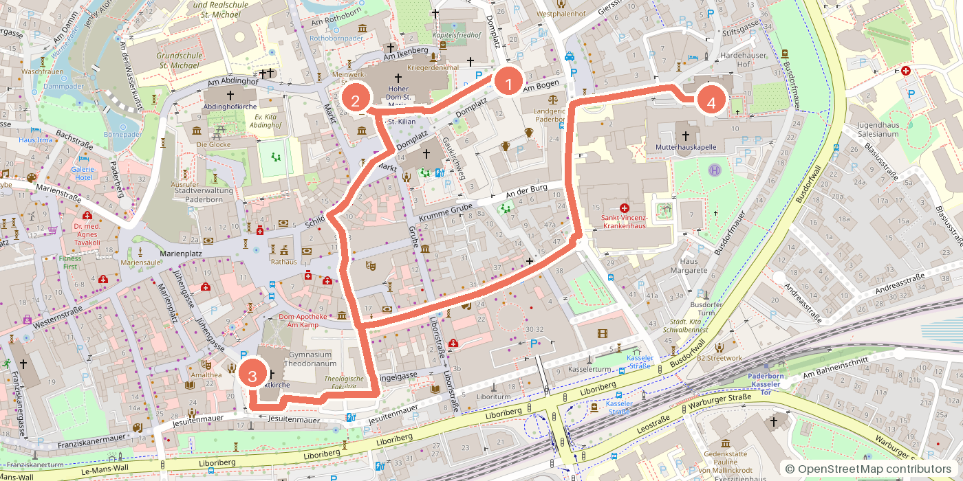 Carte du parcours à pied