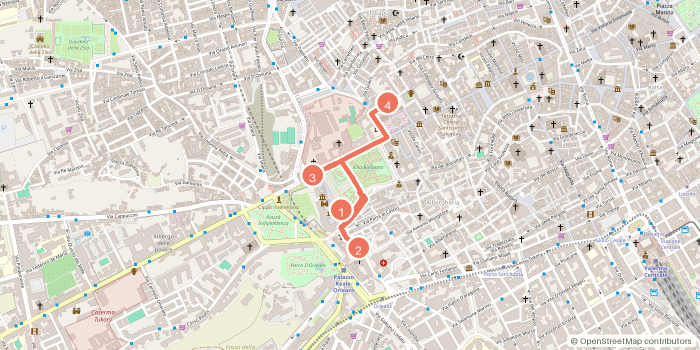 Carte du parcours à pied