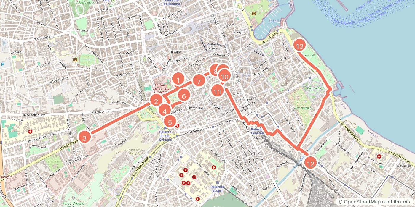 Carte du parcours à pied