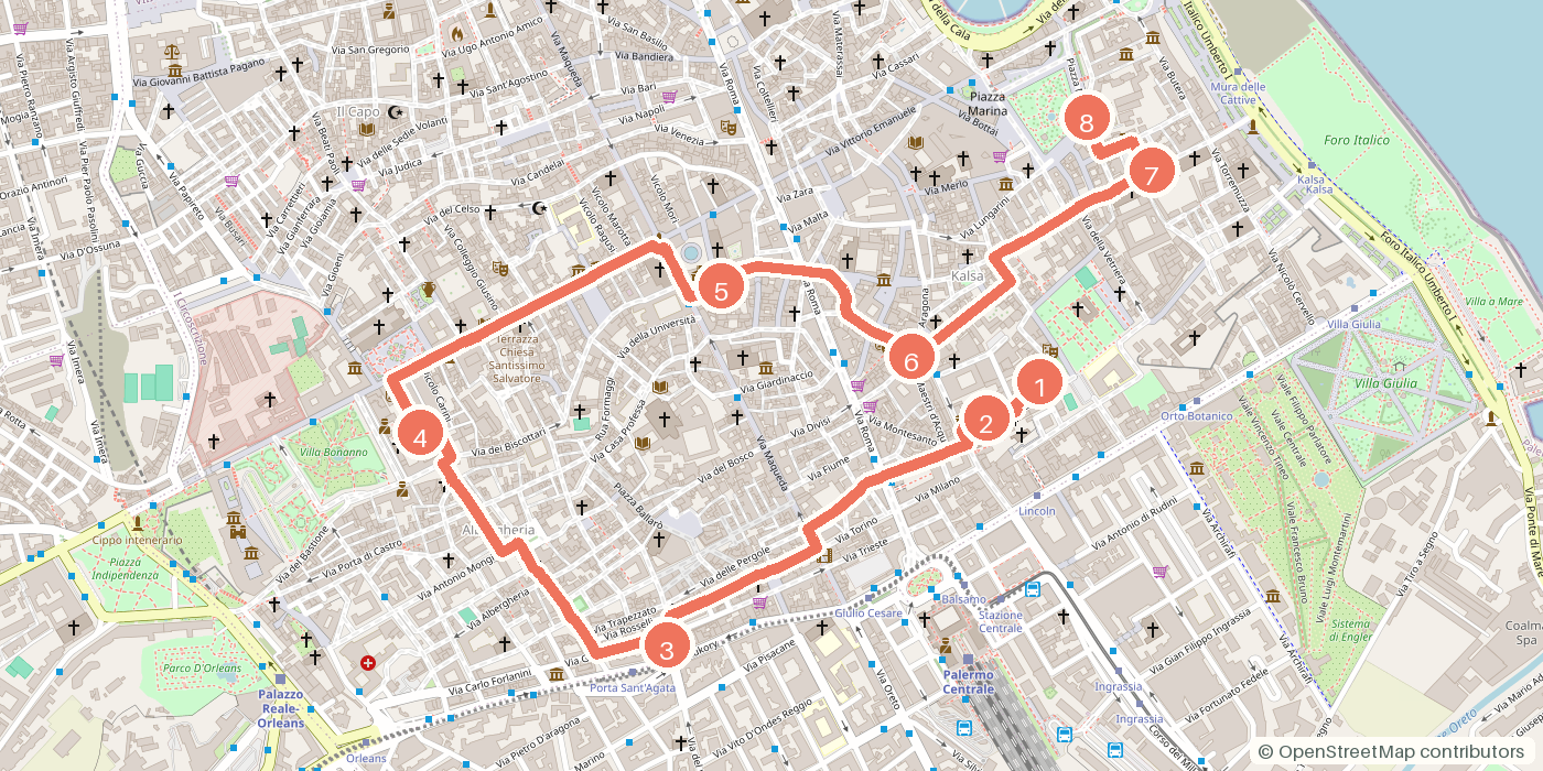 Carte du parcours à pied