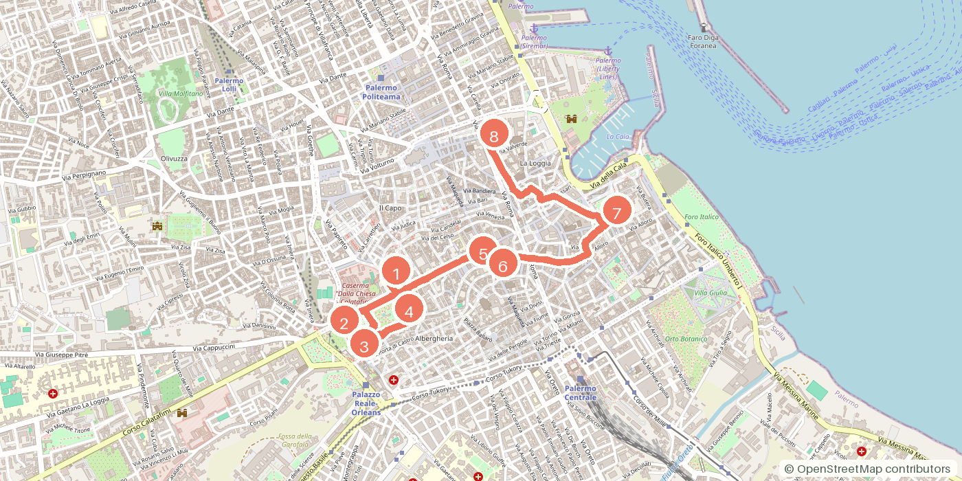 Carte du parcours à pied
