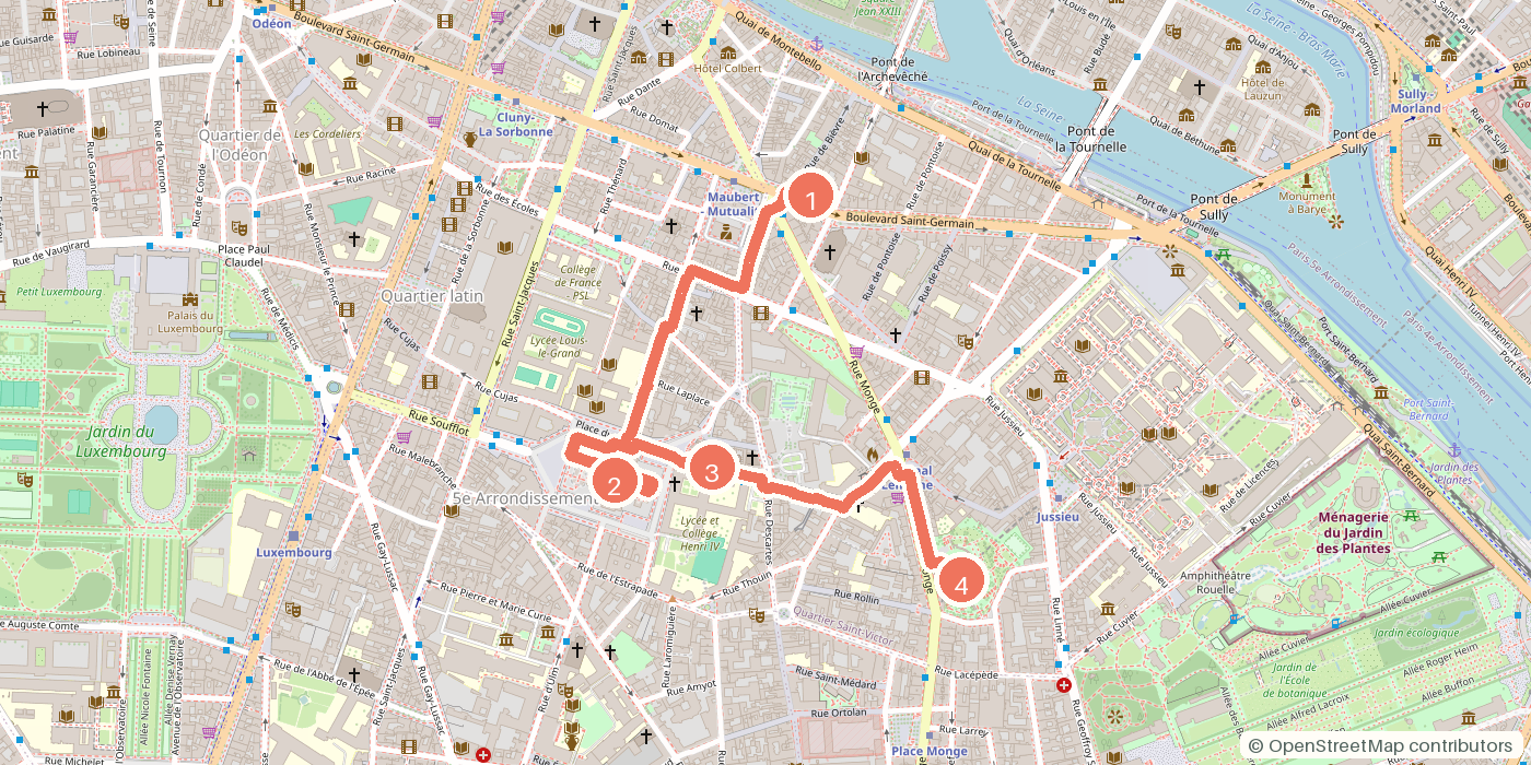 Carte du parcours à pied