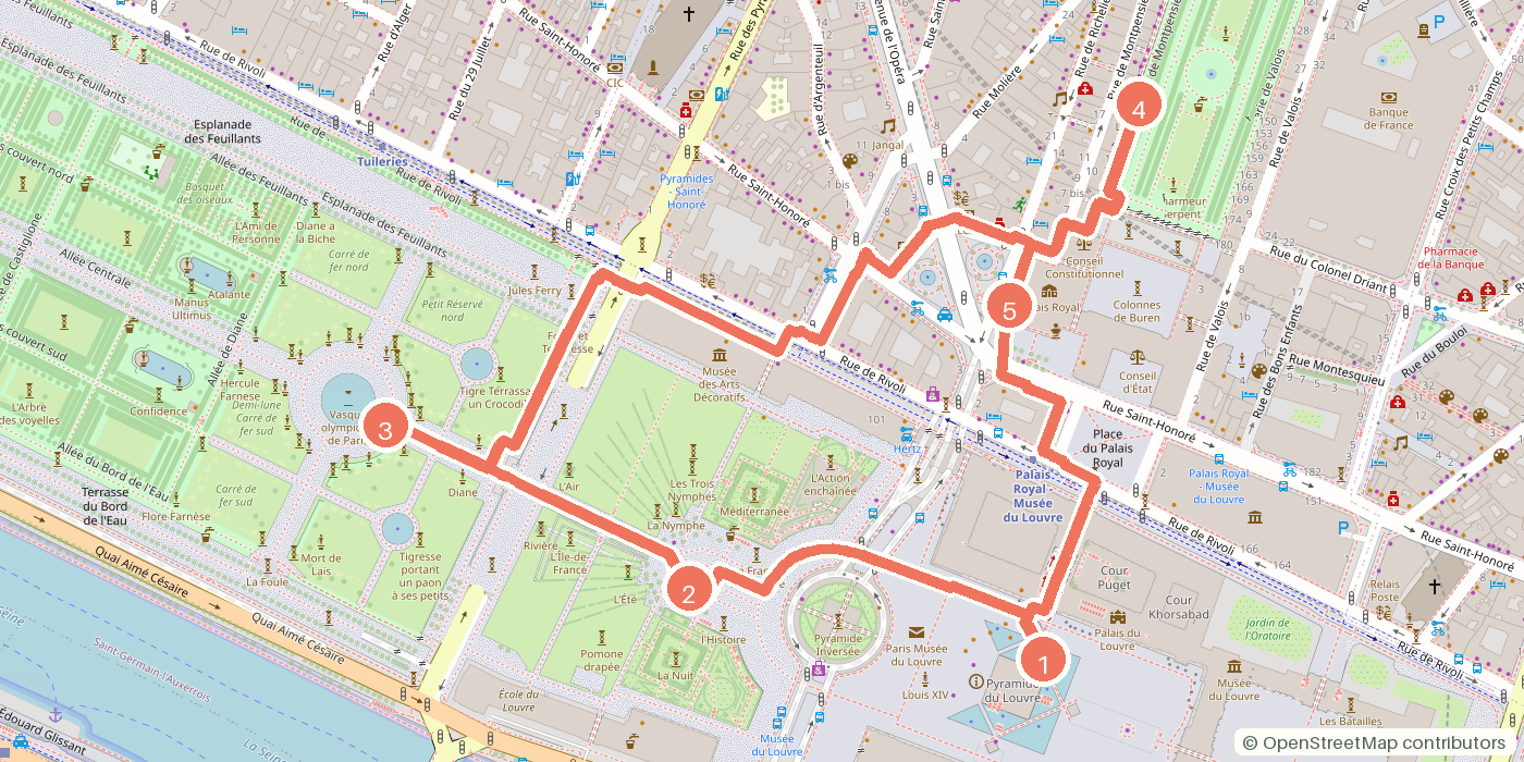 Carte du parcours à pied