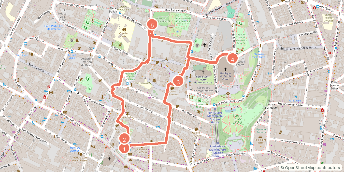 Carte du parcours à pied