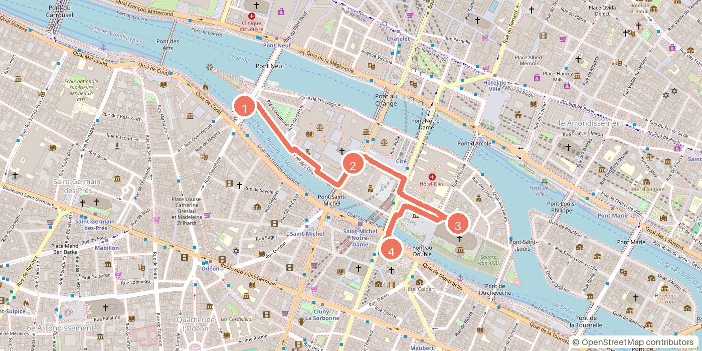 Carte du parcours à pied