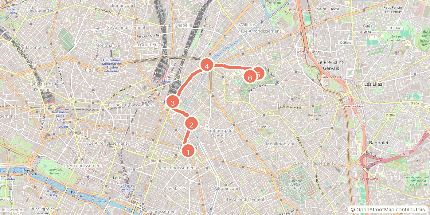 Carte du parcours à pied