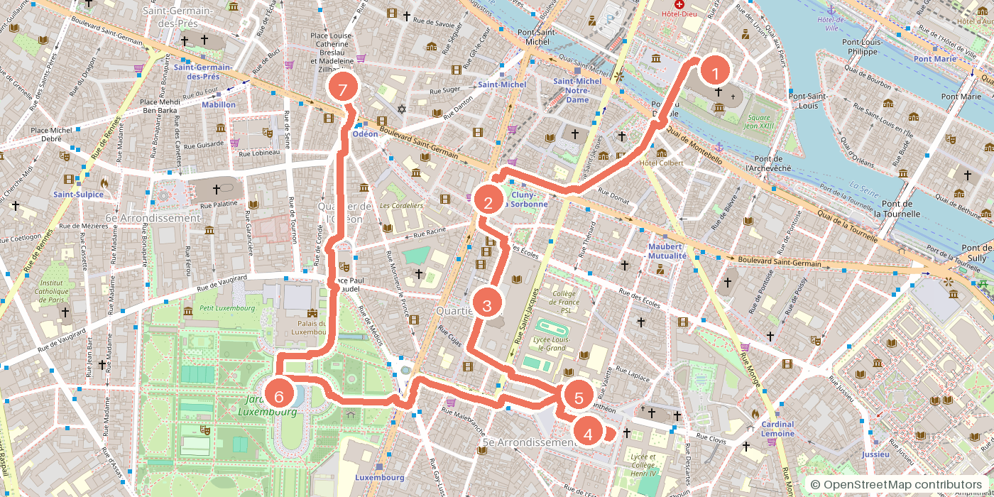 Carte du parcours à pied