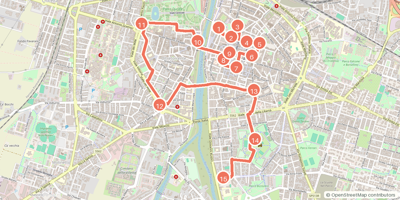 Carte du parcours à pied