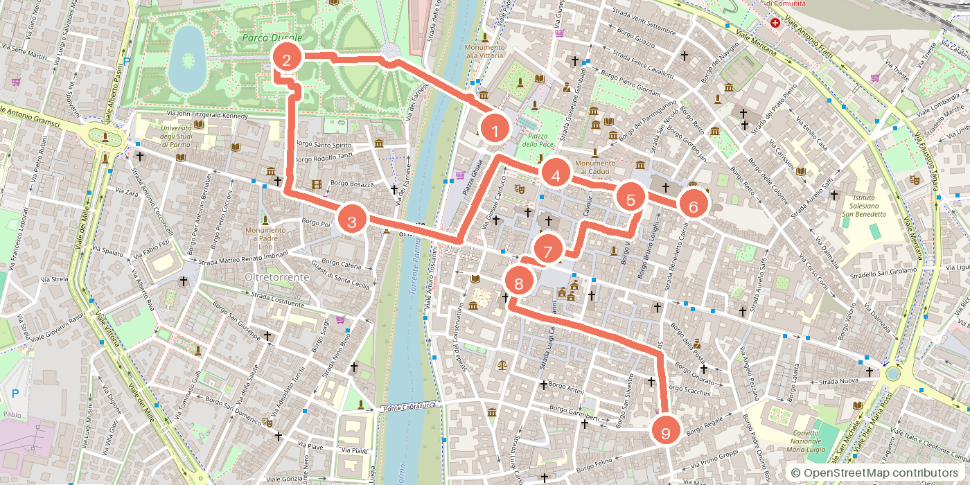 Carte du parcours à pied
