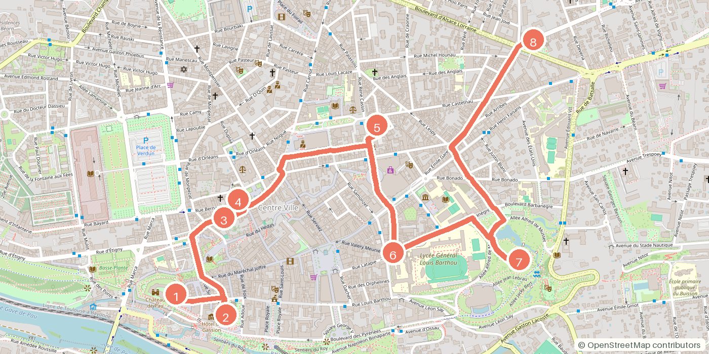 Carte du parcours à pied