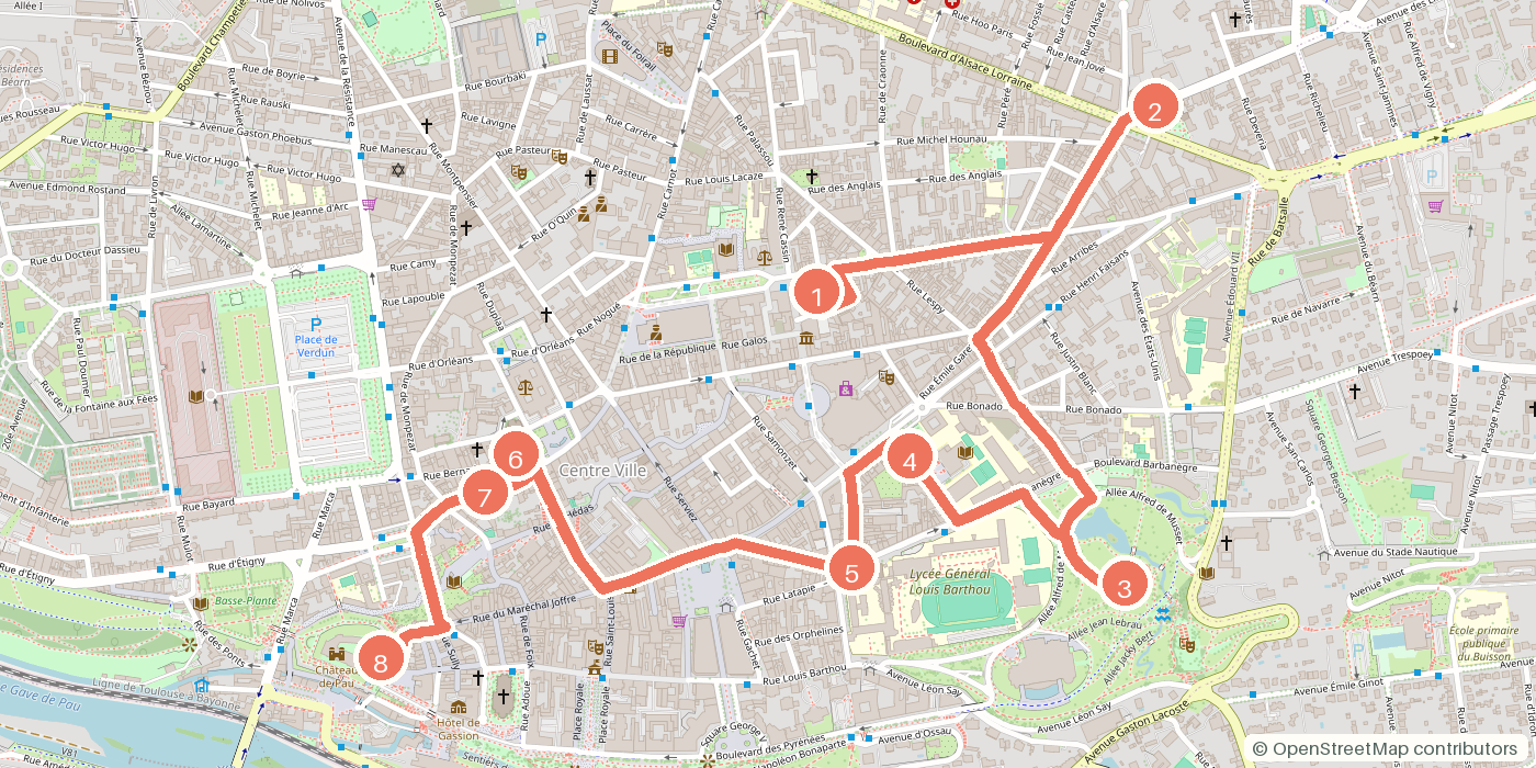 Carte du parcours à pied