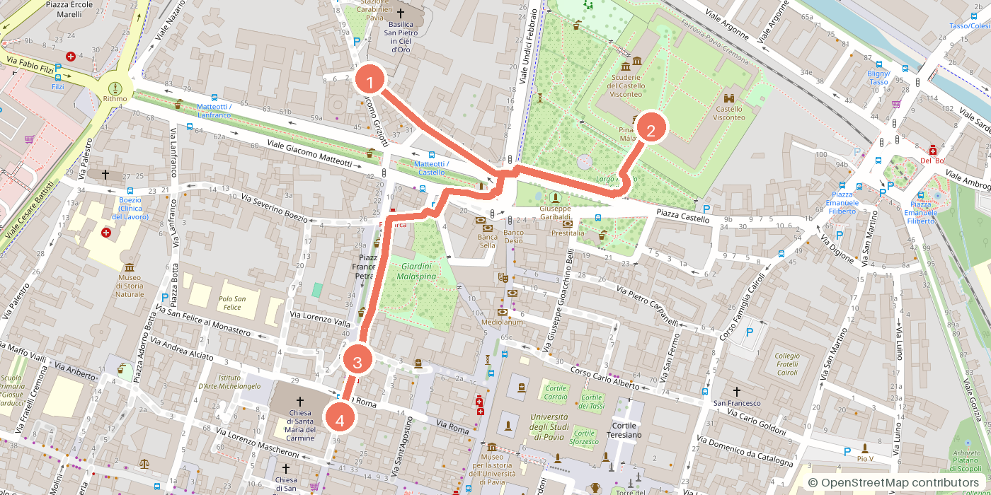 Carte du parcours à pied