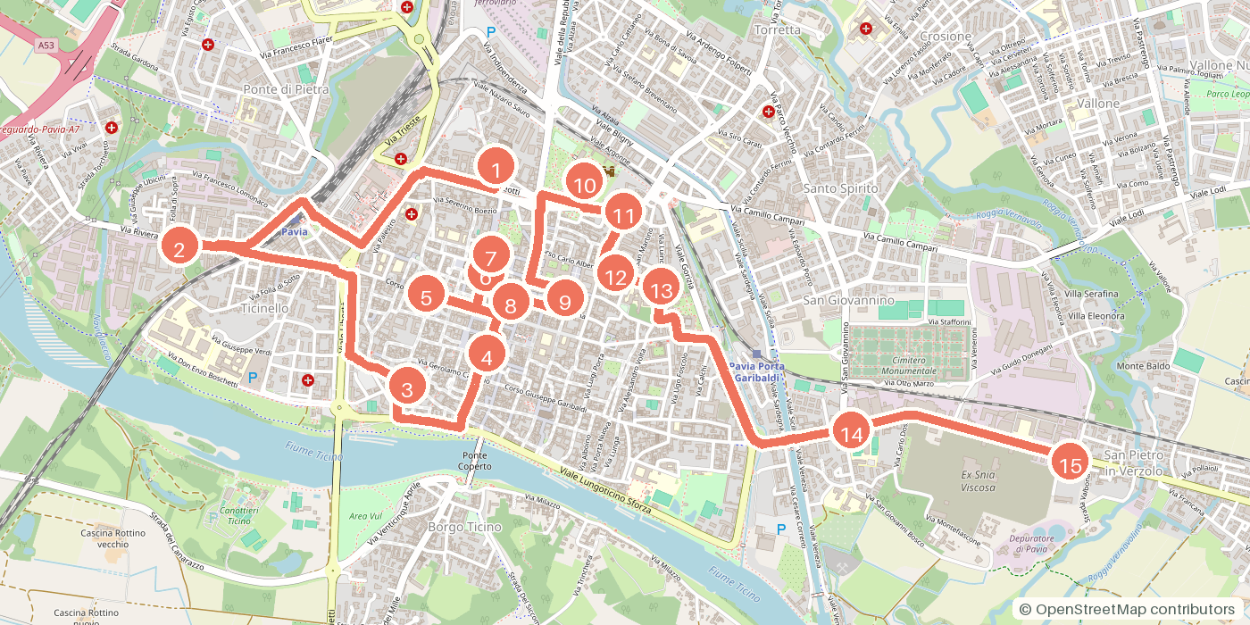 Carte du parcours à pied