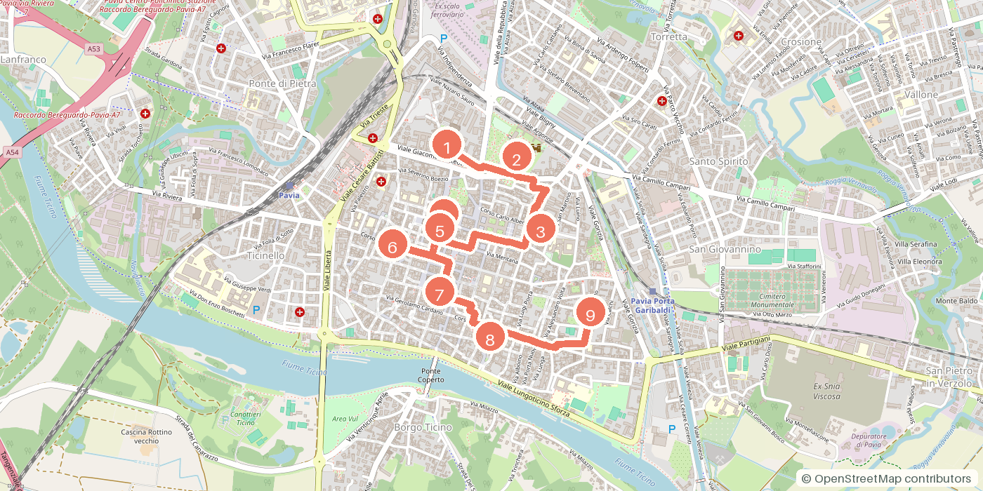 Carte du parcours à pied