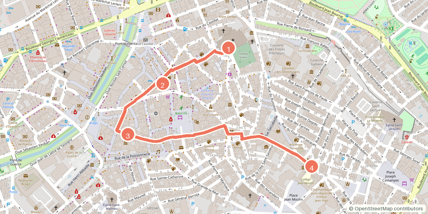 Carte du parcours à pied