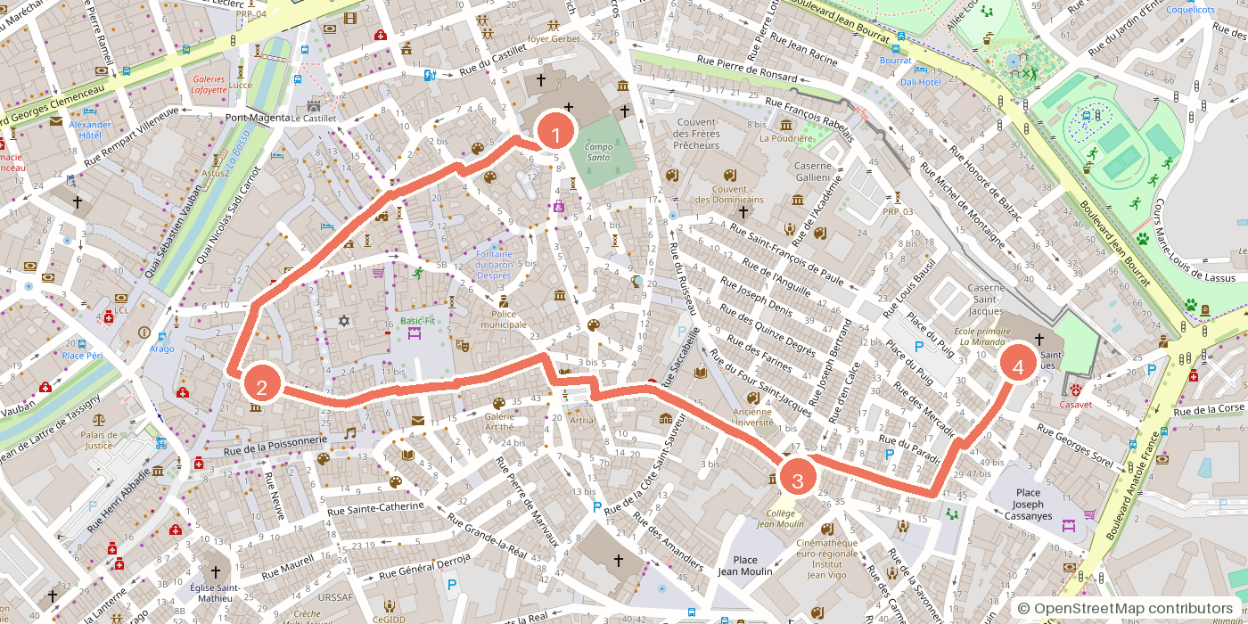 Carte du parcours à pied
