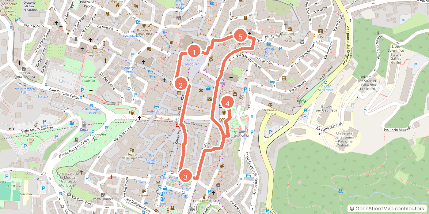 Carte du parcours à pied