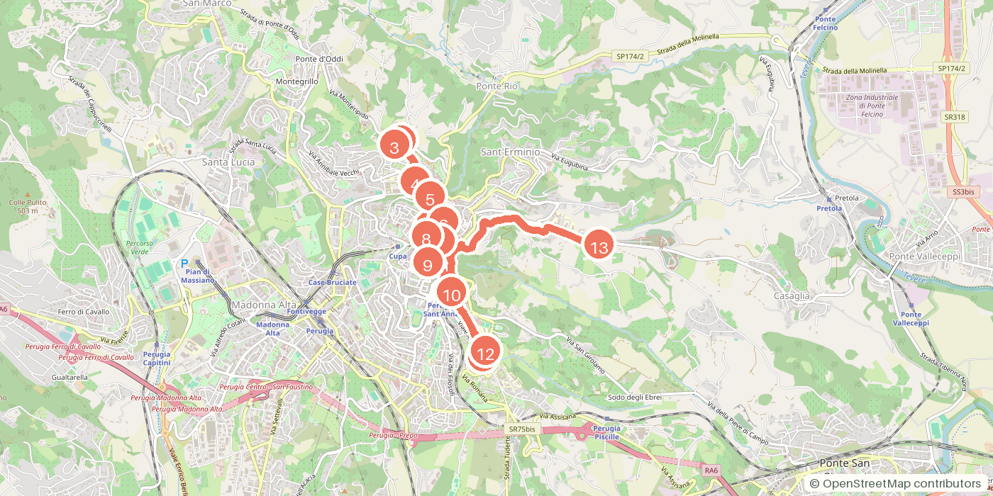 Carte du parcours à pied