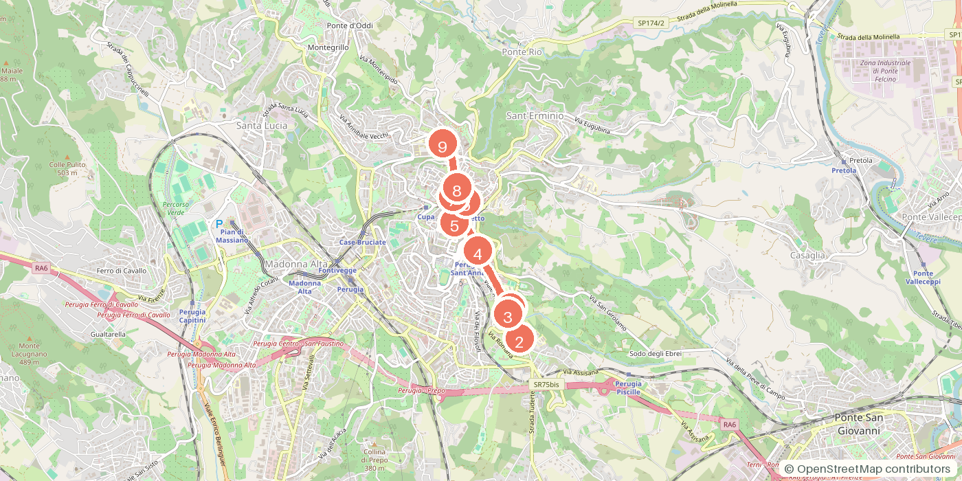 Carte du parcours à pied