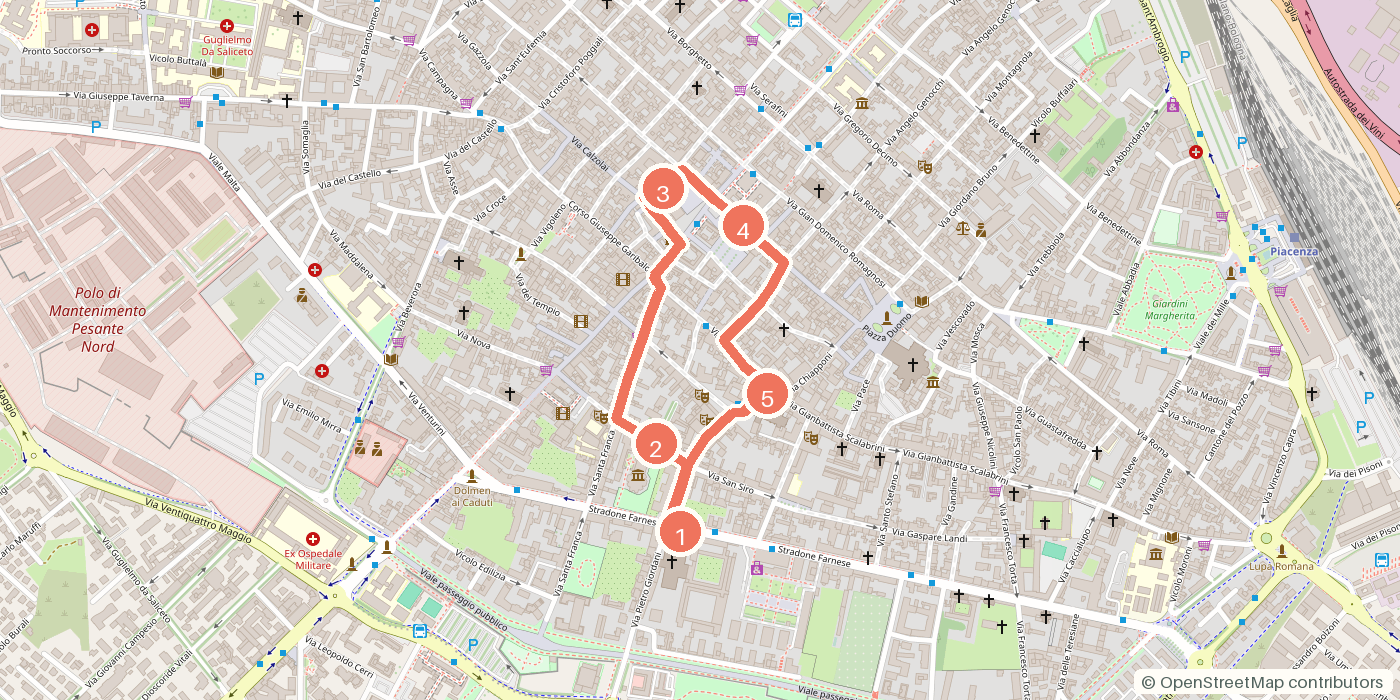 Carte du parcours à pied