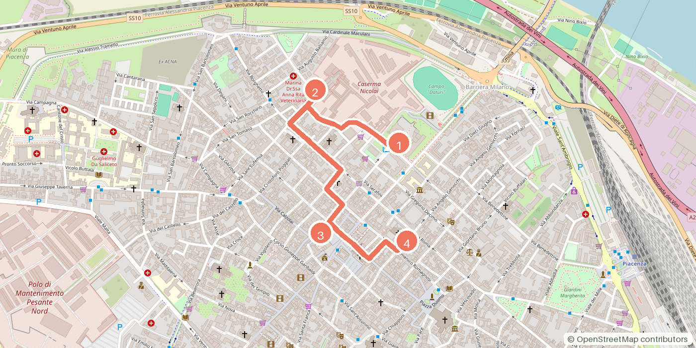 Carte du parcours à pied