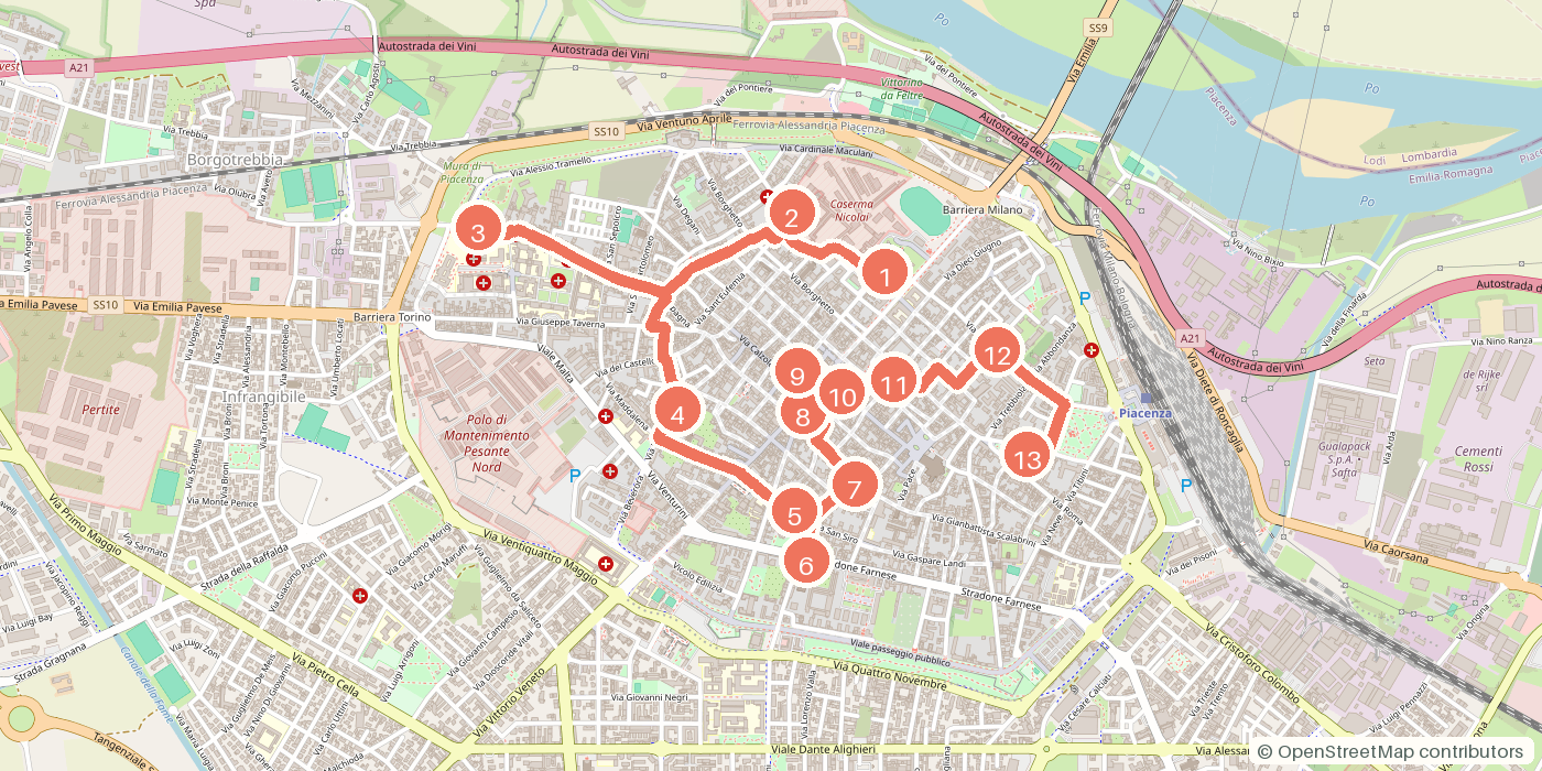 Carte du parcours à pied