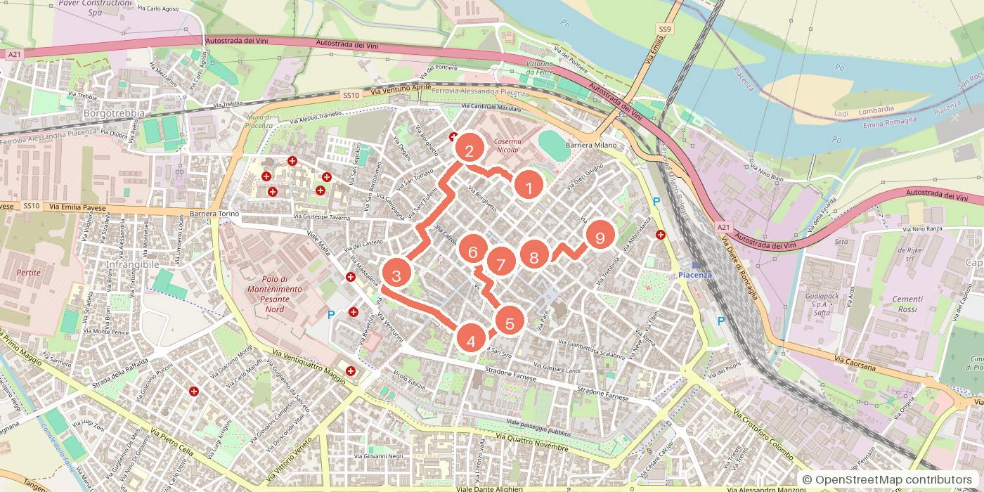 Carte du parcours à pied