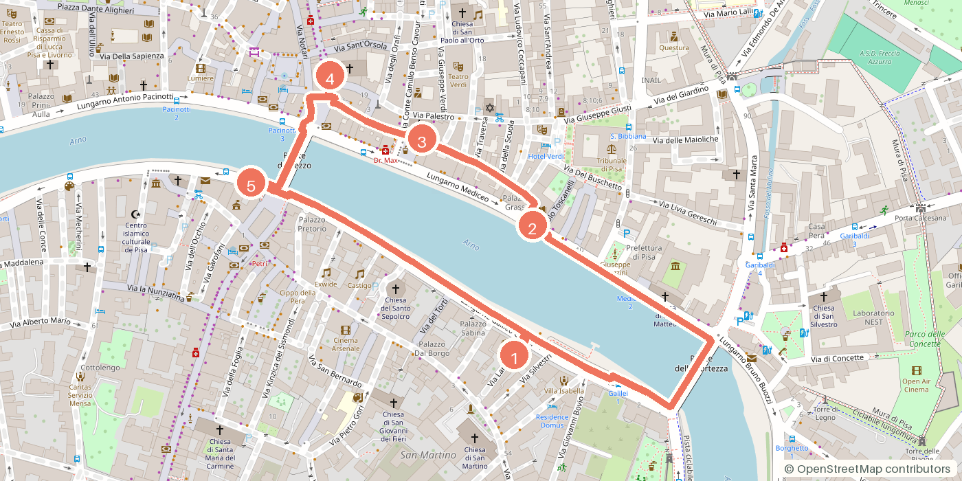 Carte du parcours à pied