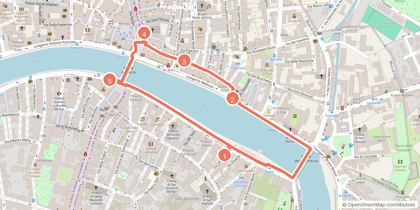 Carte du parcours à pied