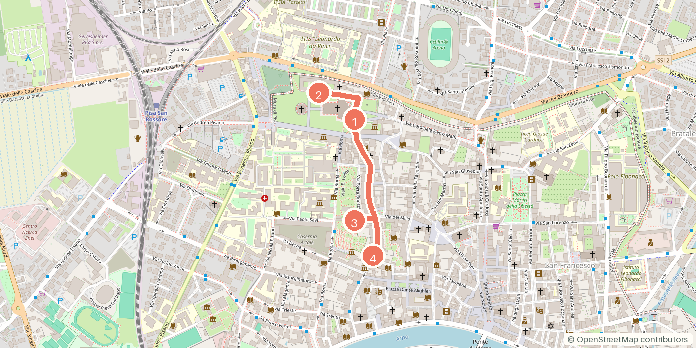 Carte du parcours à pied