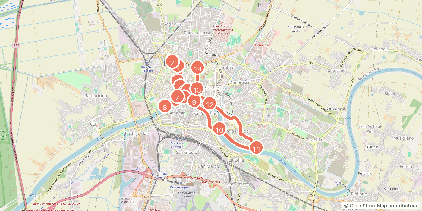 Carte du parcours à pied