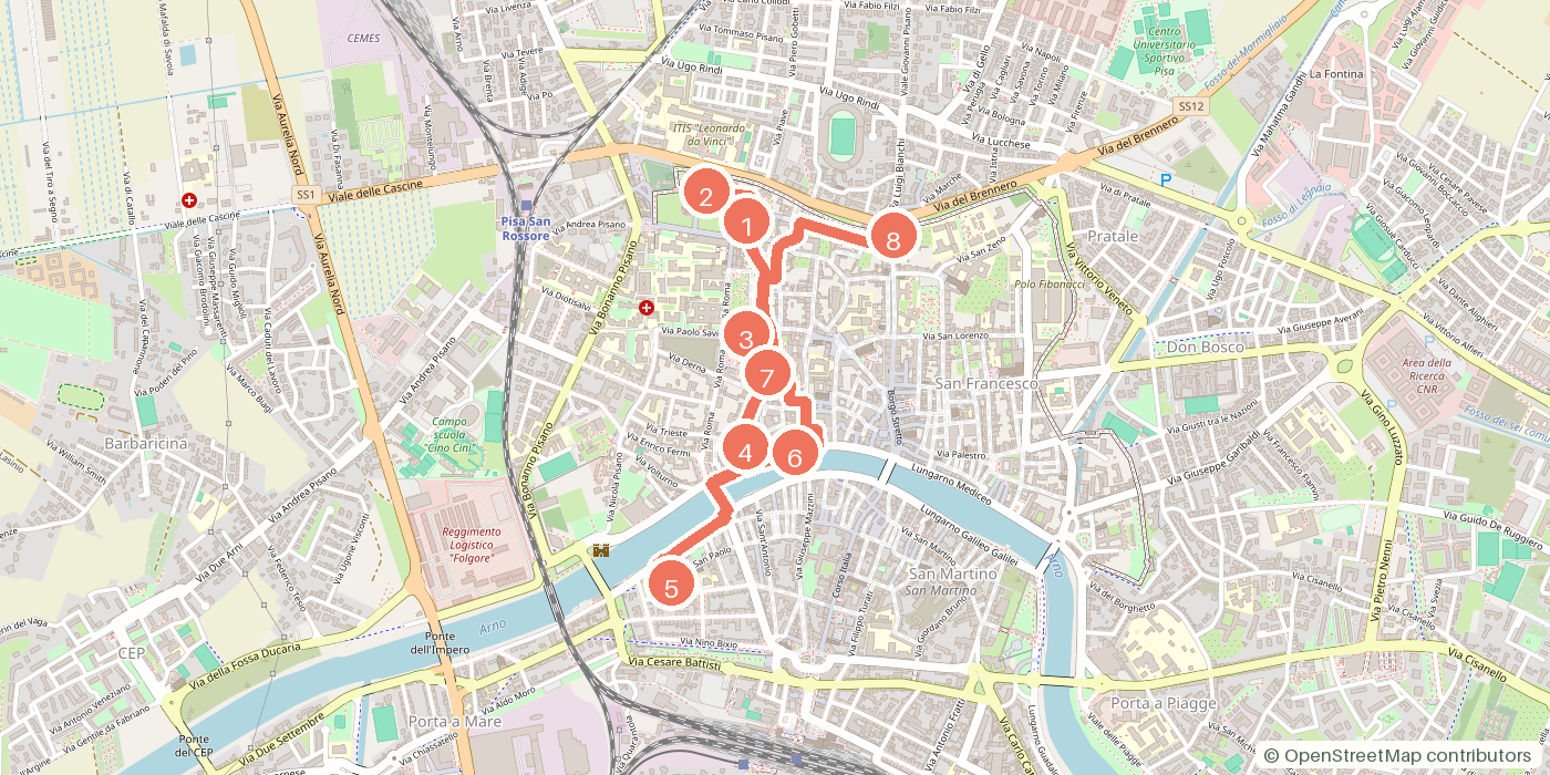 Carte du parcours à pied