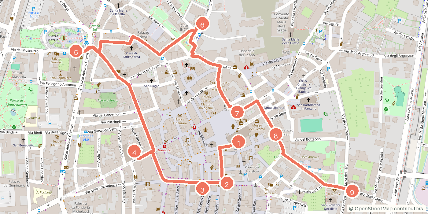 Carte du parcours à pied