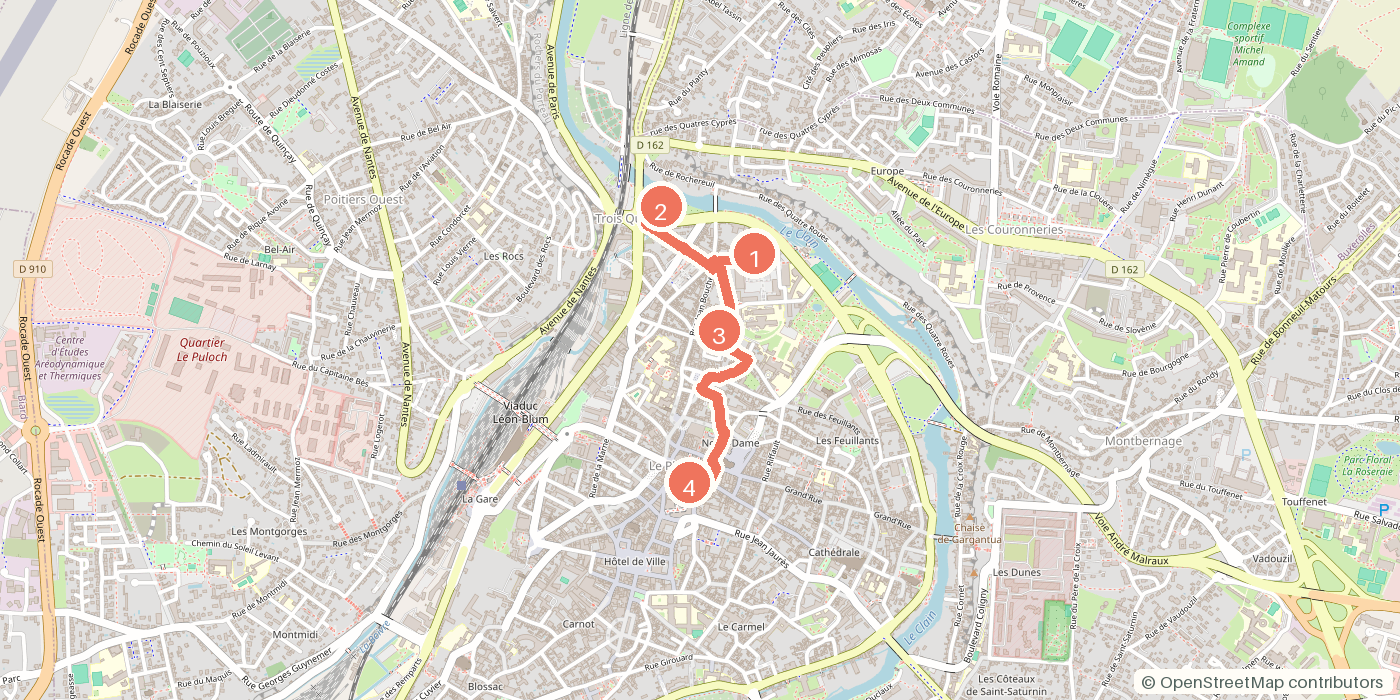Carte du parcours à pied