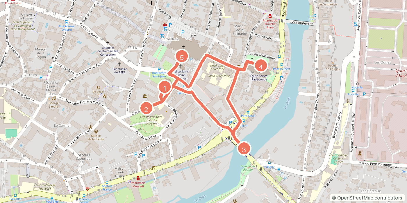 Carte du parcours à pied