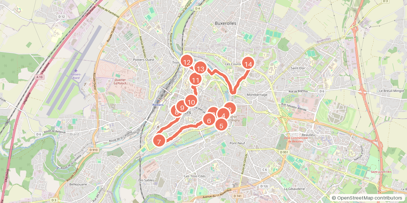 Carte du parcours à pied