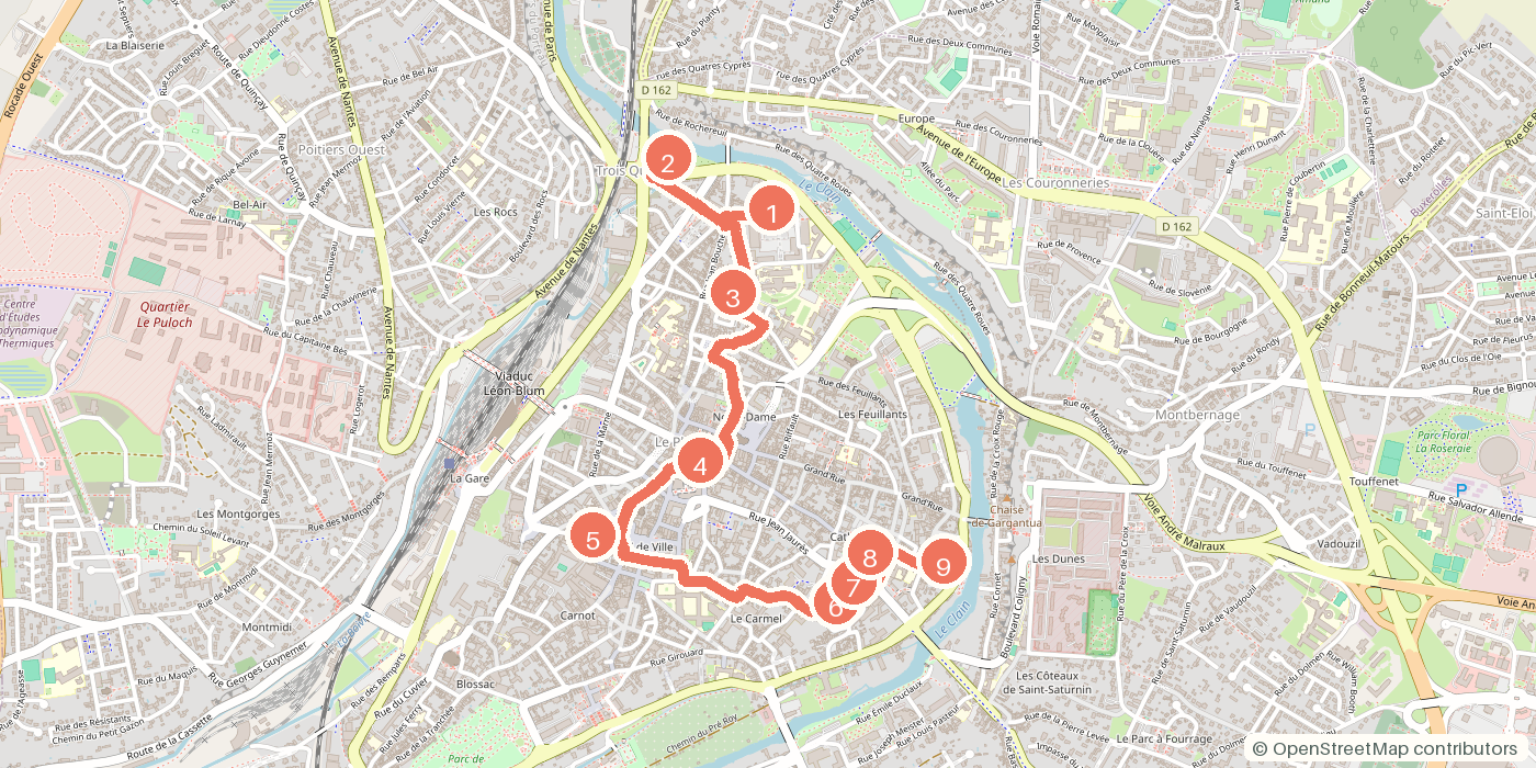 Carte du parcours à pied