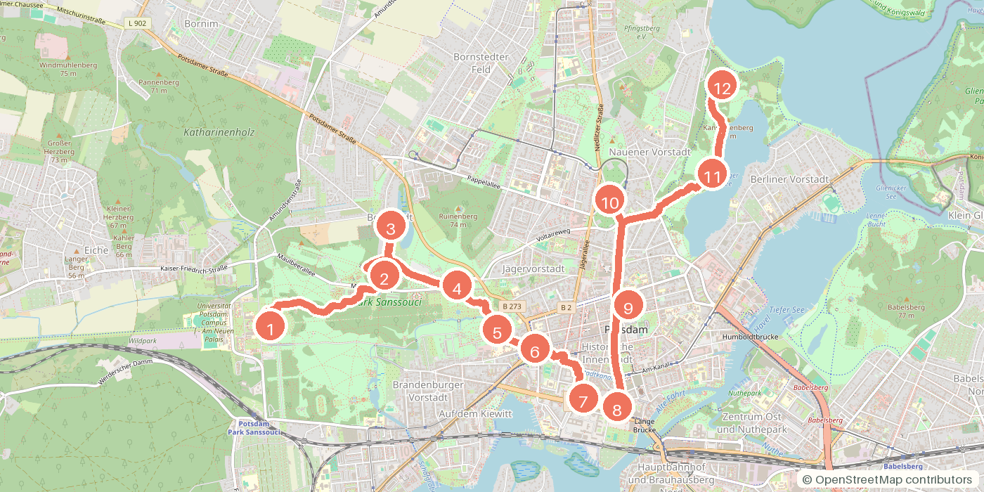 Carte du parcours à pied