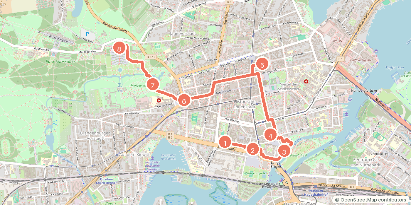 Carte du parcours à pied